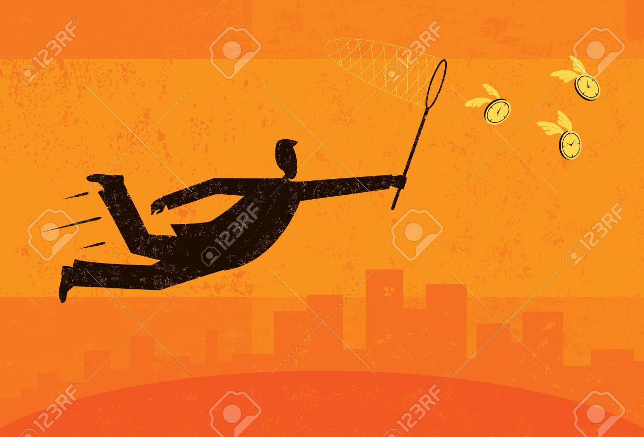 Getting more time, A businessman trying to get more time with a butterfly net. The man and background are on separate labeled layers. - 37451858 Getting more time, A businessman trying to get more time with a butterfly net. The man and background are on separate labeled layers. - 37451858