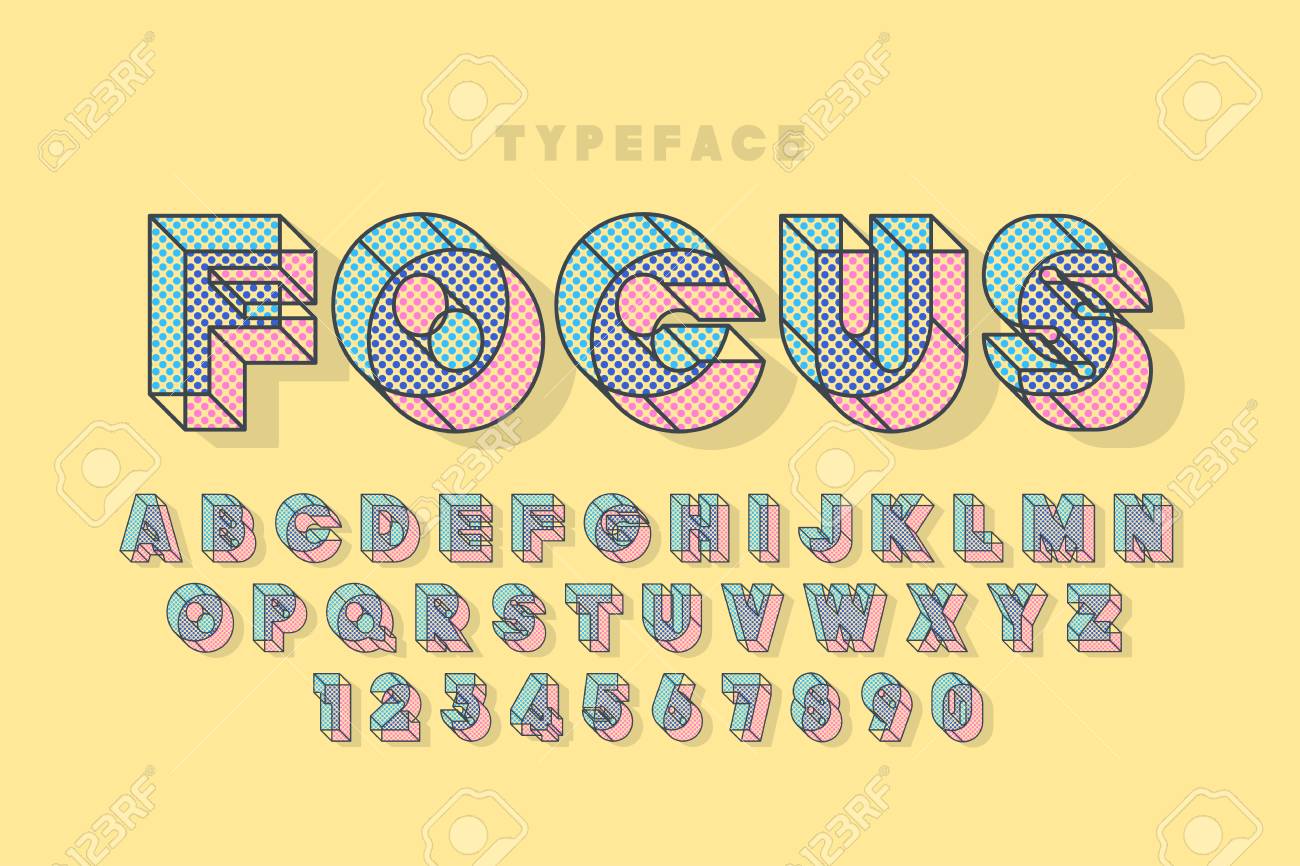 Linear Halftone Original 3d Display Font Alphabet Letters Royalty Free Cliparts Vectors And Stock Illustration Image 105666685