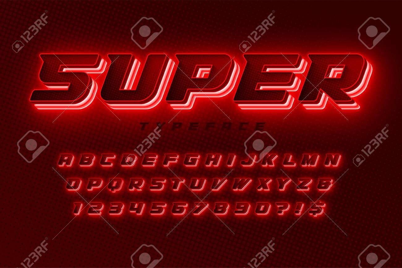 Futuristic dynamic alphabet, extra glowing space design - 150339526 Futuristic dynamic alphabet, extra glowing space design - 150339526