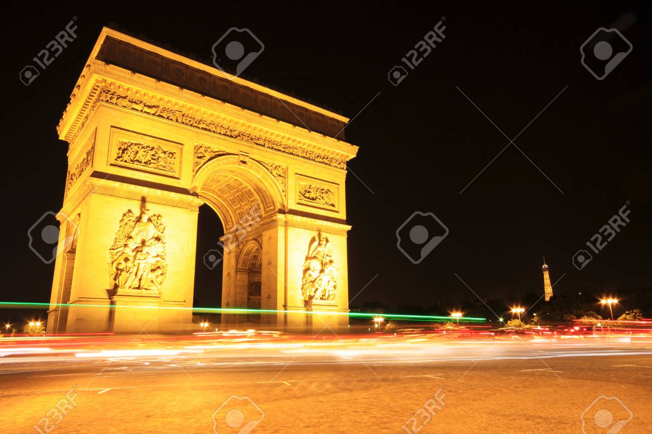 arc de triomphe at night paris stock photo picture and royalty