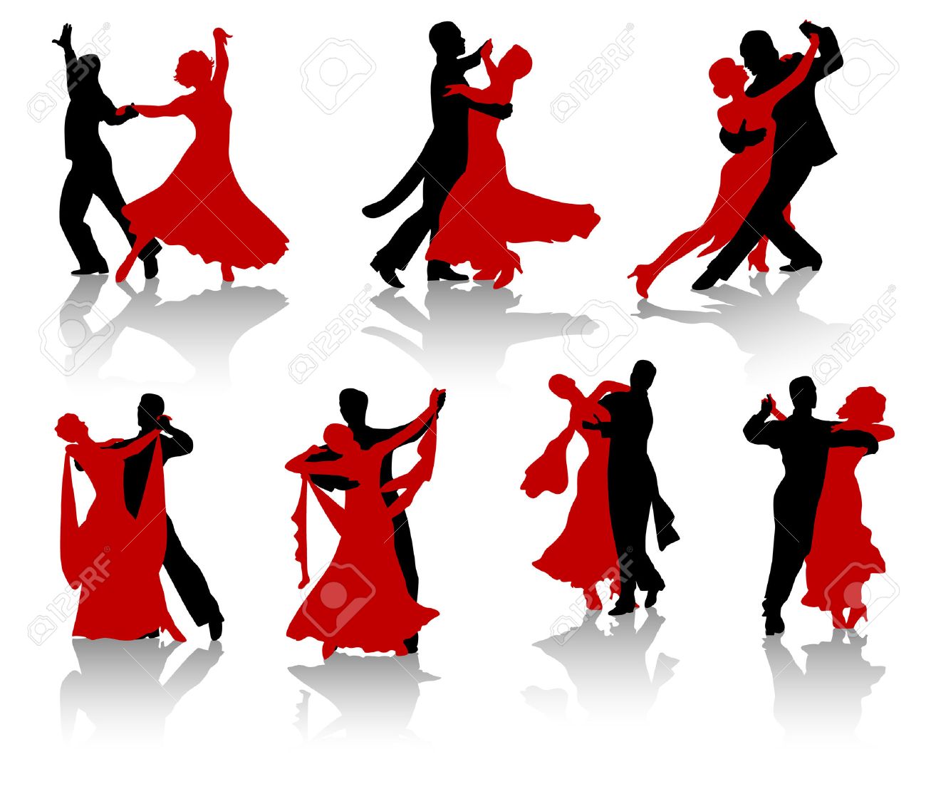 社交ダンスのダンスのペアのシルエット ワルツ タンゴ フォックス トロットを踊る のイラスト素材 ベクタ Image