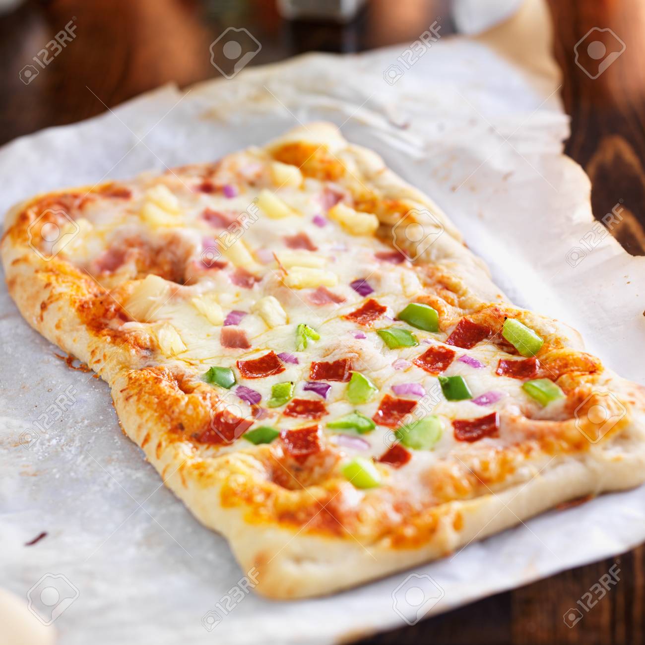 Homemade Baked Pizza On Parchment Paper Stock Photo Picture And Royalty Free Image Image 36104679