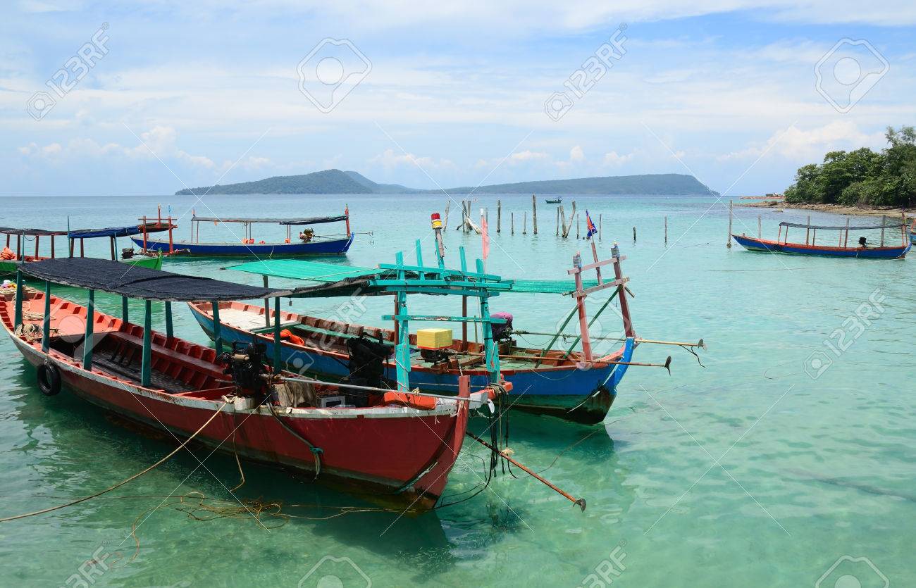 traditional khmer boats on the beach of Koh Rong Island near Sihanoukville, Gulf of Thailand, Cambodia - 74333149 traditional khmer boats on the beach of Koh Rong Island near Sihanoukville, Gulf of Thailand, Cambodia - 74333149