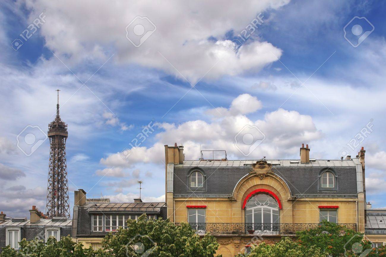 Residential House Top Floor And Mansard Exterior View And Fragment