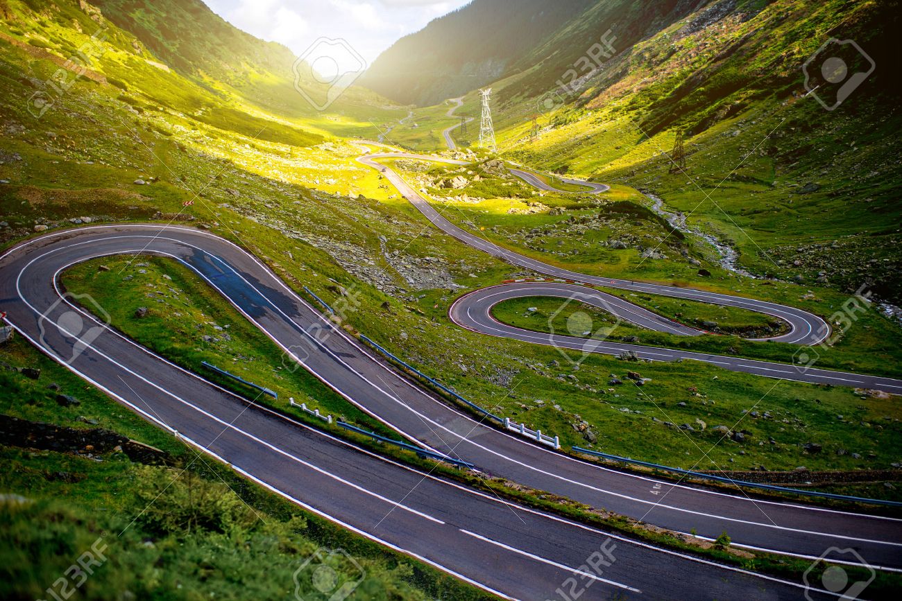 Landscape from the Fagaras mountains with Transfagarasan winding road in Romania - 42121512 Landscape from the Fagaras mountains with Transfagarasan winding road in Romania - 42121512