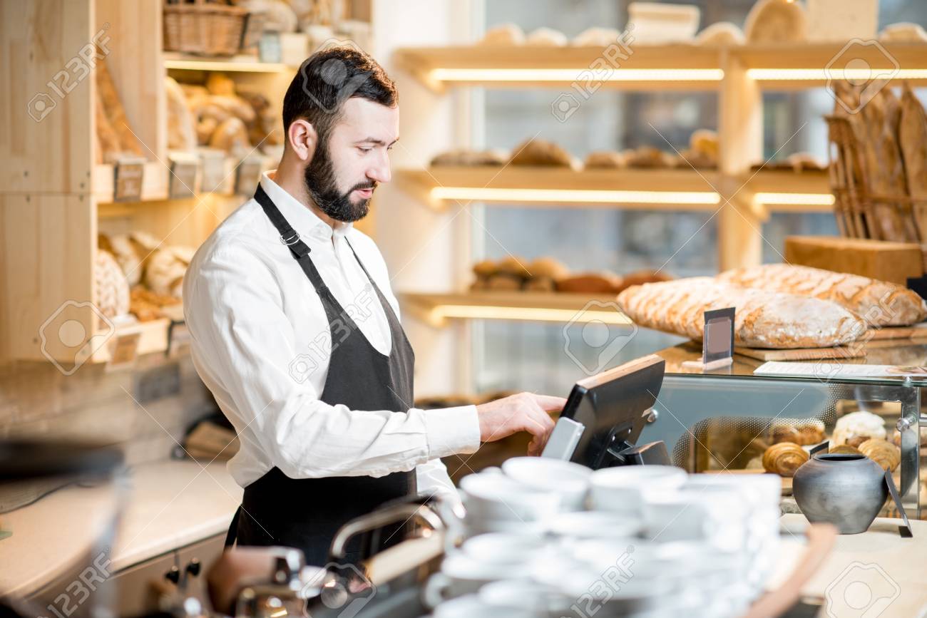 working a cash register