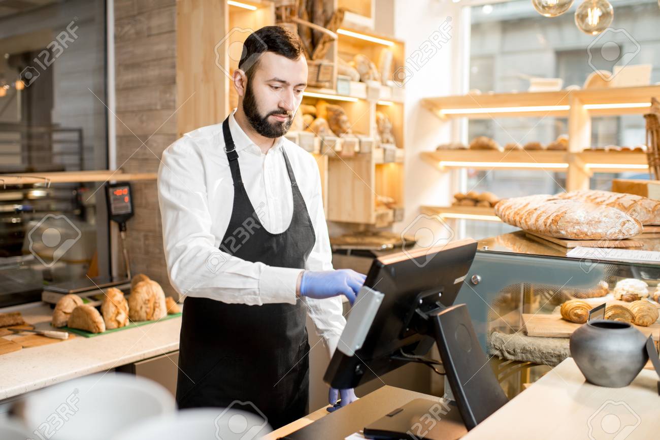 working a cash register