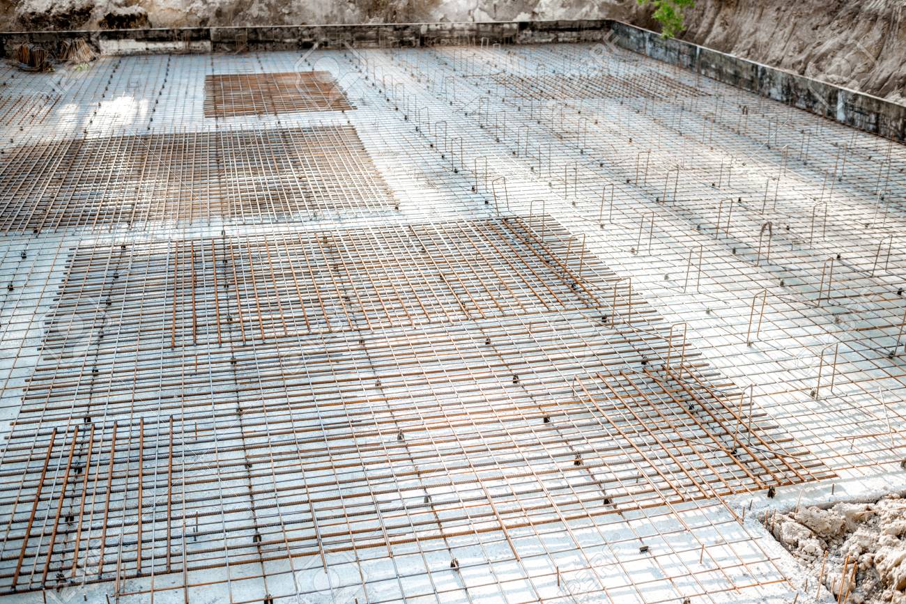 Reinforced Concrete Slab With Reinforcing Mesh On The Structure During The Uilding Process Stock Photo Picture And Royalty Free Image Image 102826819