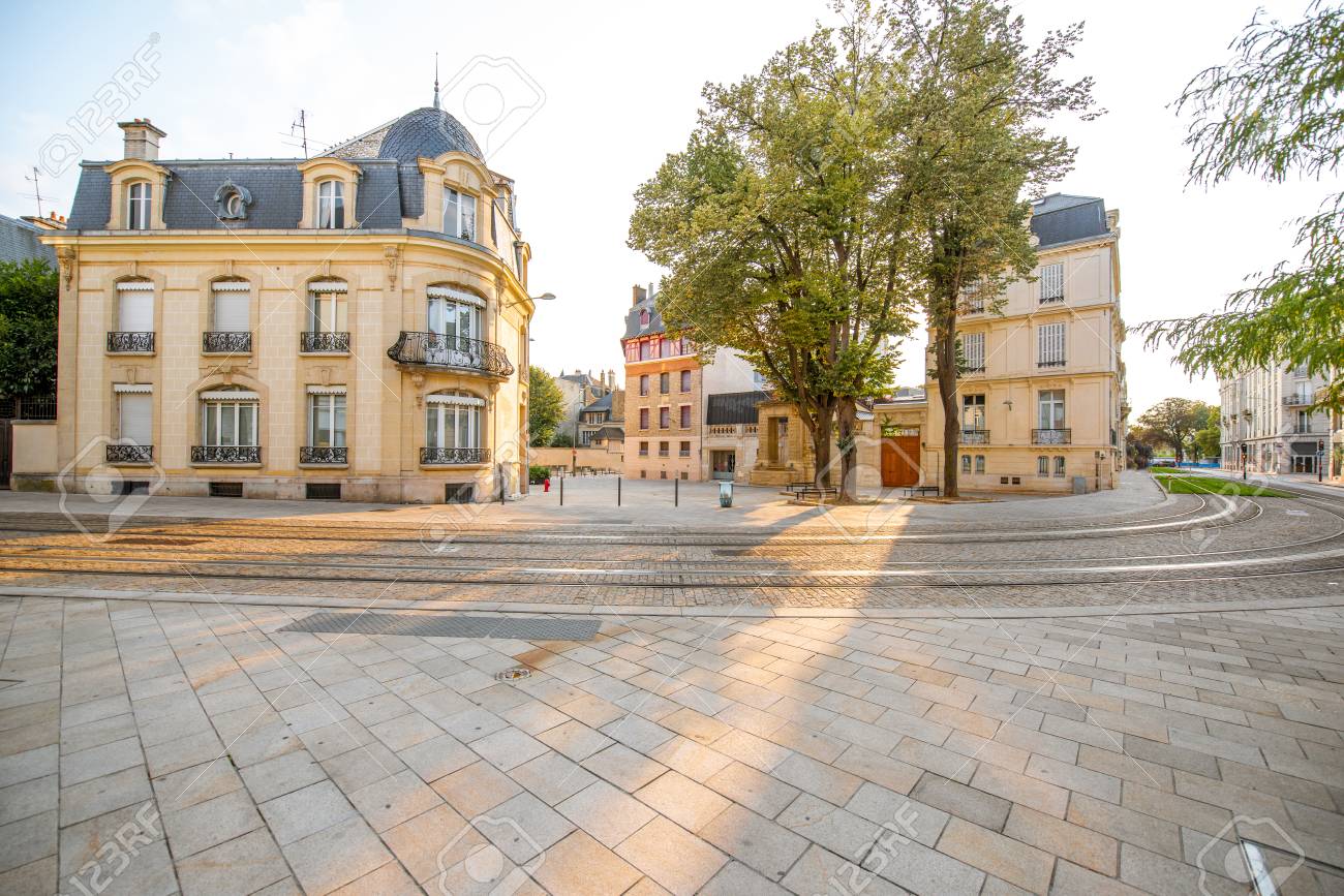 Street View With Beautiful Old Buildings In Reims City In Champagne Ardenne Stock Photo Picture And Royalty Free Image Image