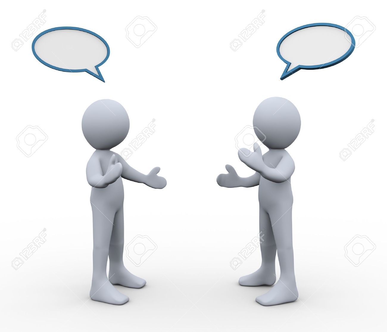 3d illustration of men with bubble speech talking to each other