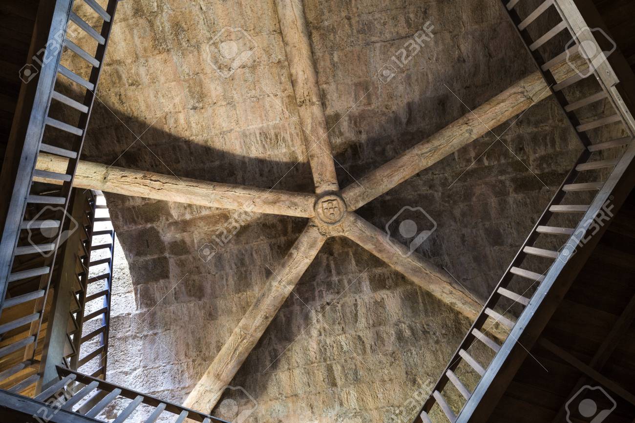 View Of The Rib Vault Ceiling Inside The Donjon Tower Of The