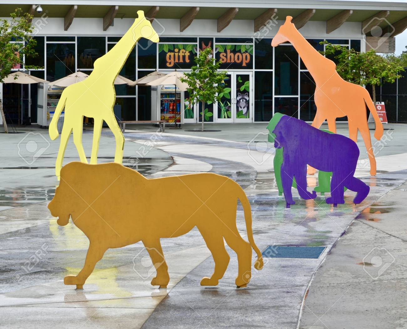 Colorful Life Sized Plastic Animal Cutouts At The Entrance To A Zoo Gift  Shop In Miami ,Florida Stock Photo, Picture And Royalty Free Image. Image  115343279.
