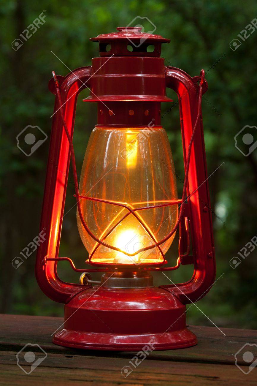 red lantern table lamp