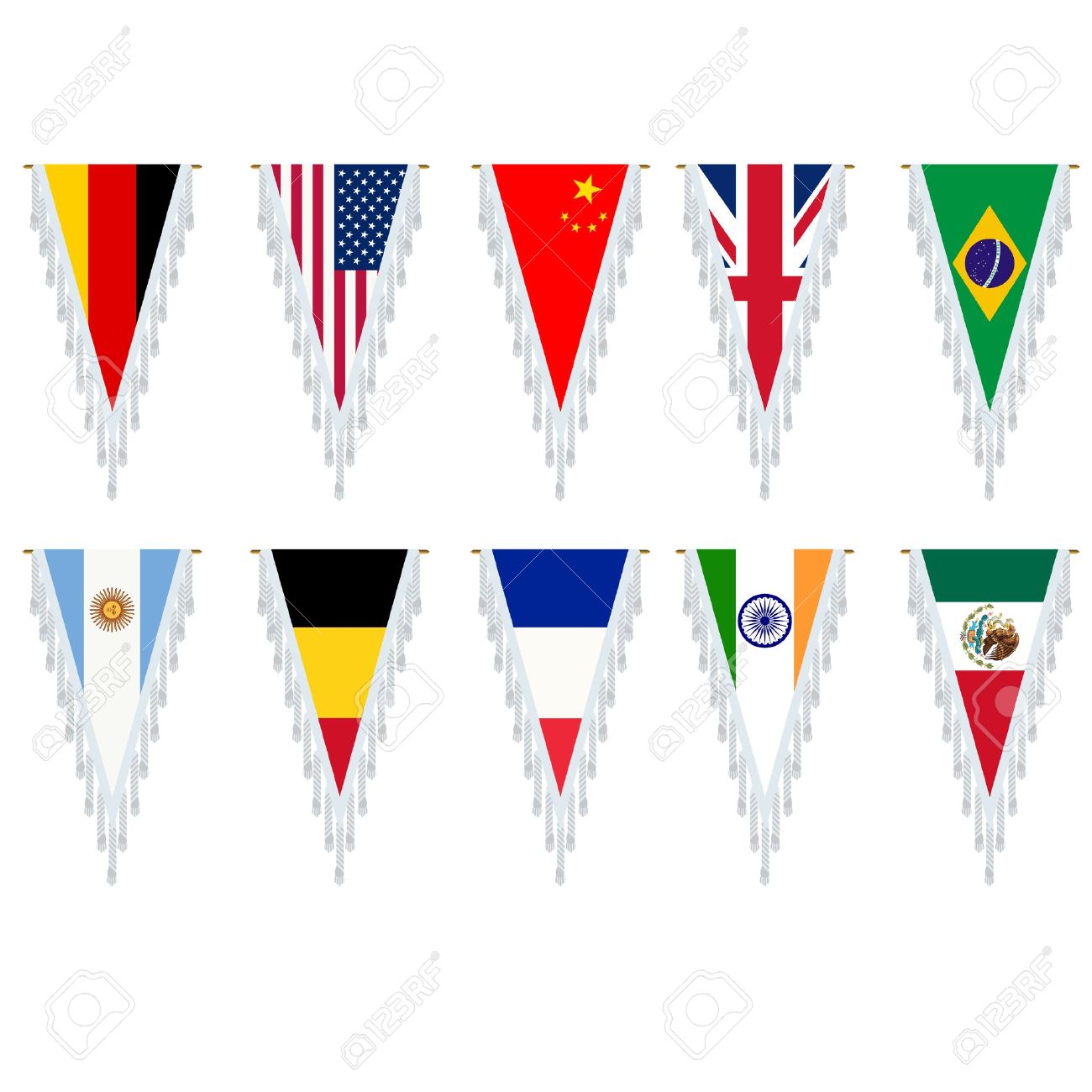 stylized country flags pennants