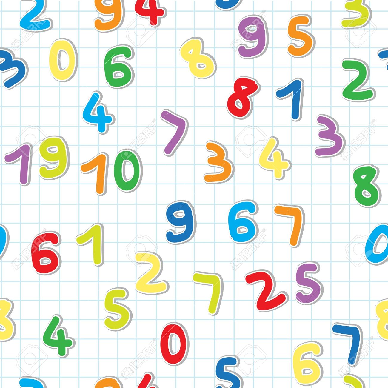 面白い数字ステッカー パターン 並んで数学ペーパー上の数のイラスト素材 ベクタ Image