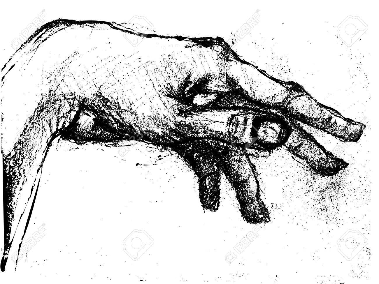 Black And White Charcoal Sketch Of A Hand Gesture Drawing Study