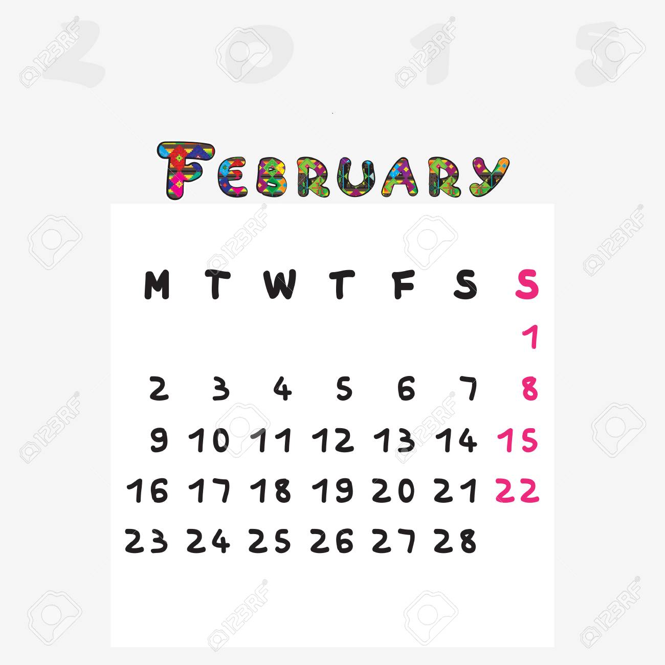 monthly calendar 2015