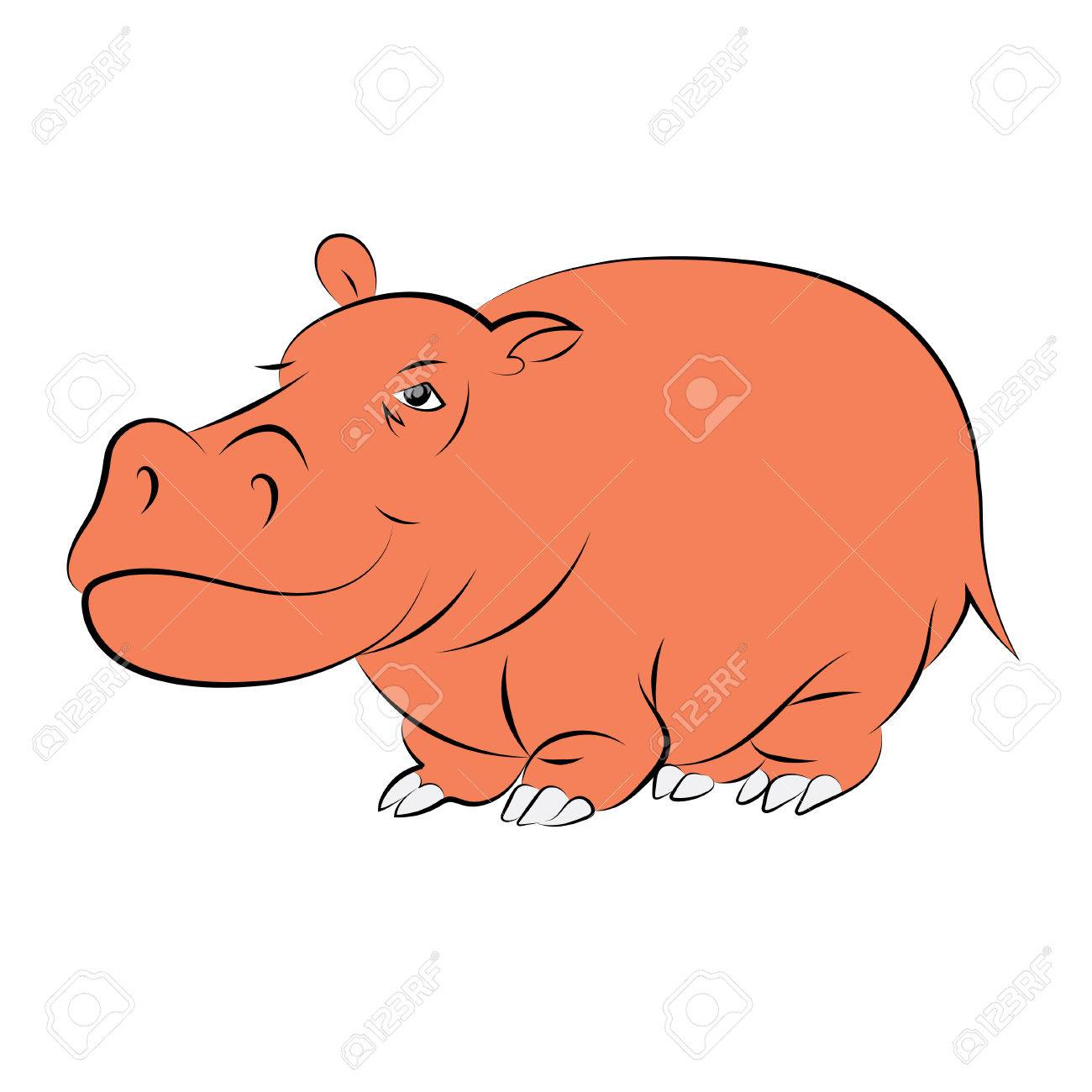 陽気なオレンジ色のカバのイラスト のイラスト素材 ベクタ Image