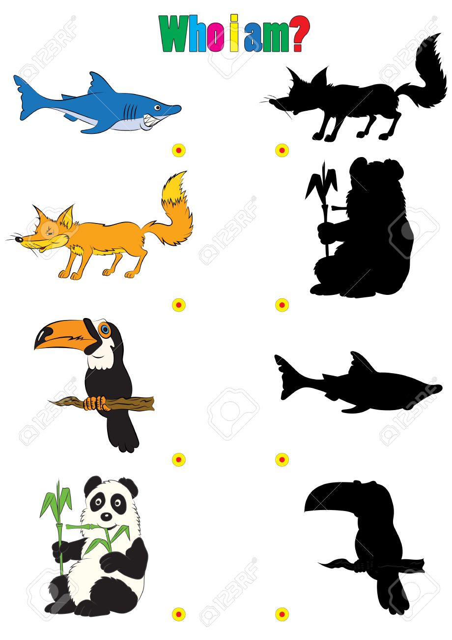 アニメーションの謎の子供向けの本のための動物のシルエットのイラストのイラスト素材 ベクタ Image