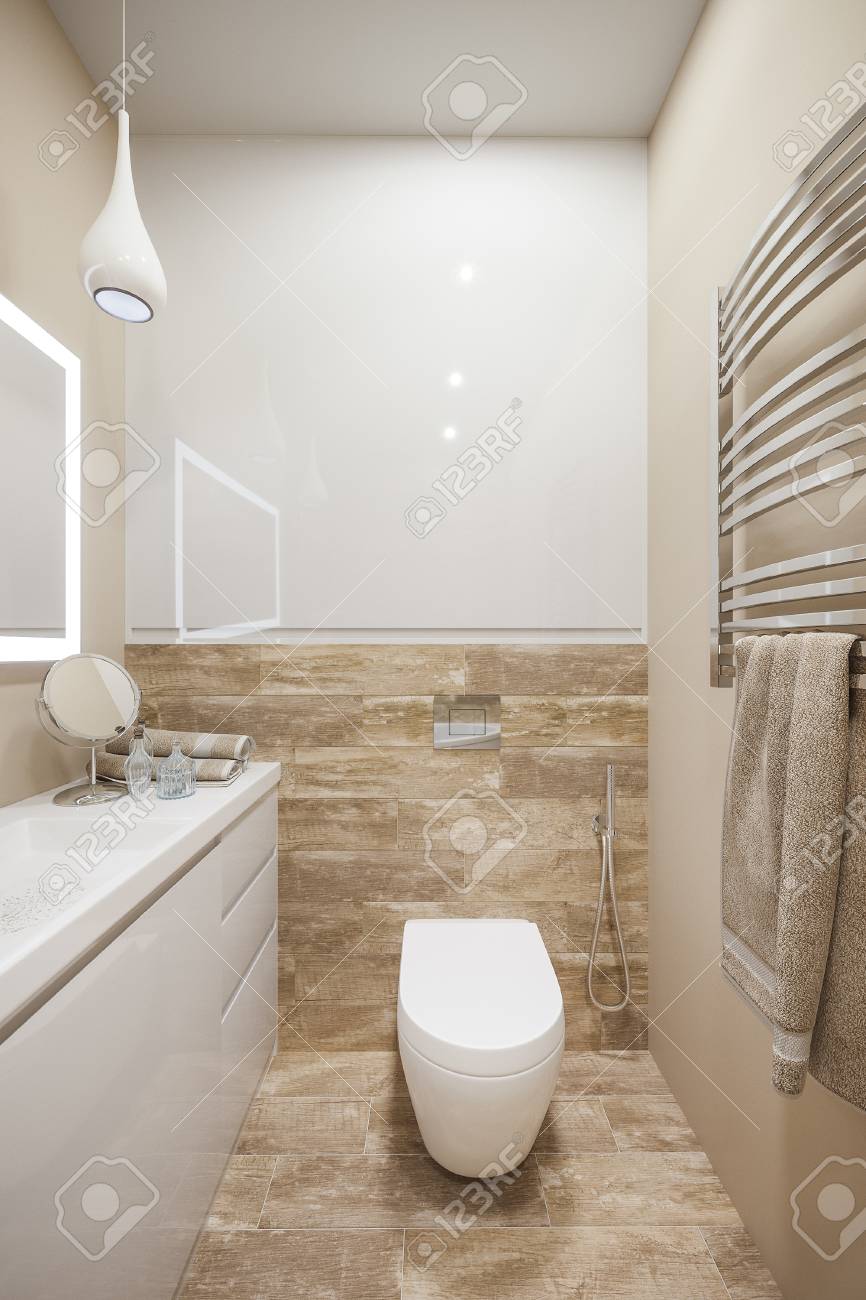 Illustration 3d De L Interieur De La Salle De Bain Dans Un Style Illustration 3d De L Interieur De La Salle De Bain Dans Un Style