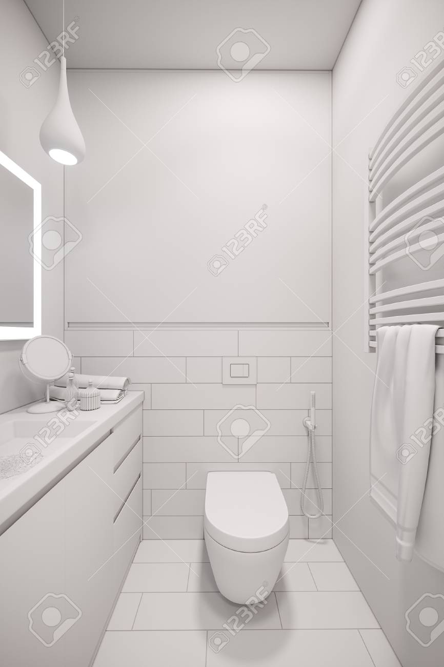 Ilustración 3d De Un Diseño Interior De Un Cuarto De Baño ... Ilustración 3d De Un Diseño Interior De Un Cuarto De Baño ...