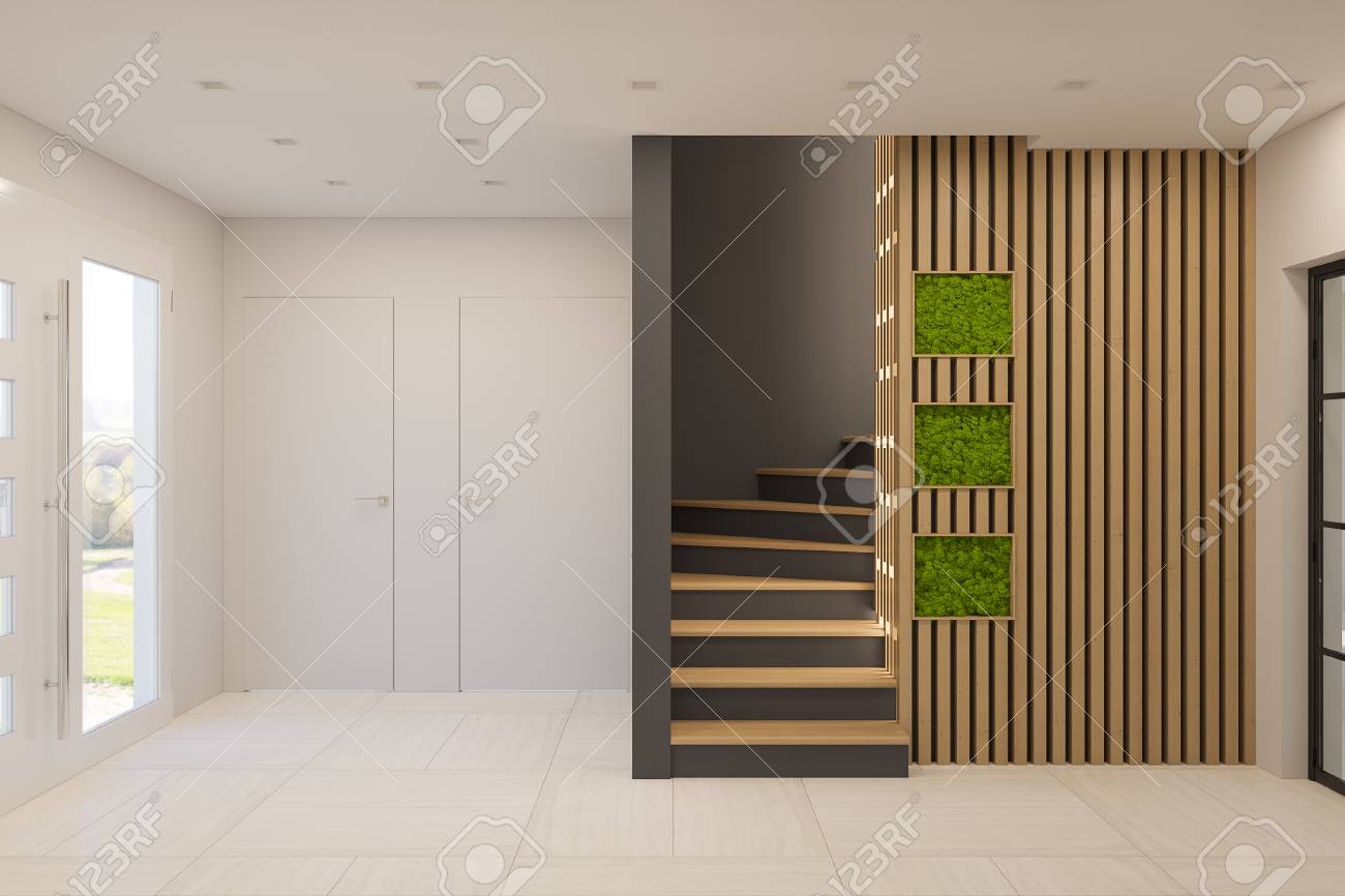 Interior Design Of A Foyer In A Private Country House Staircase