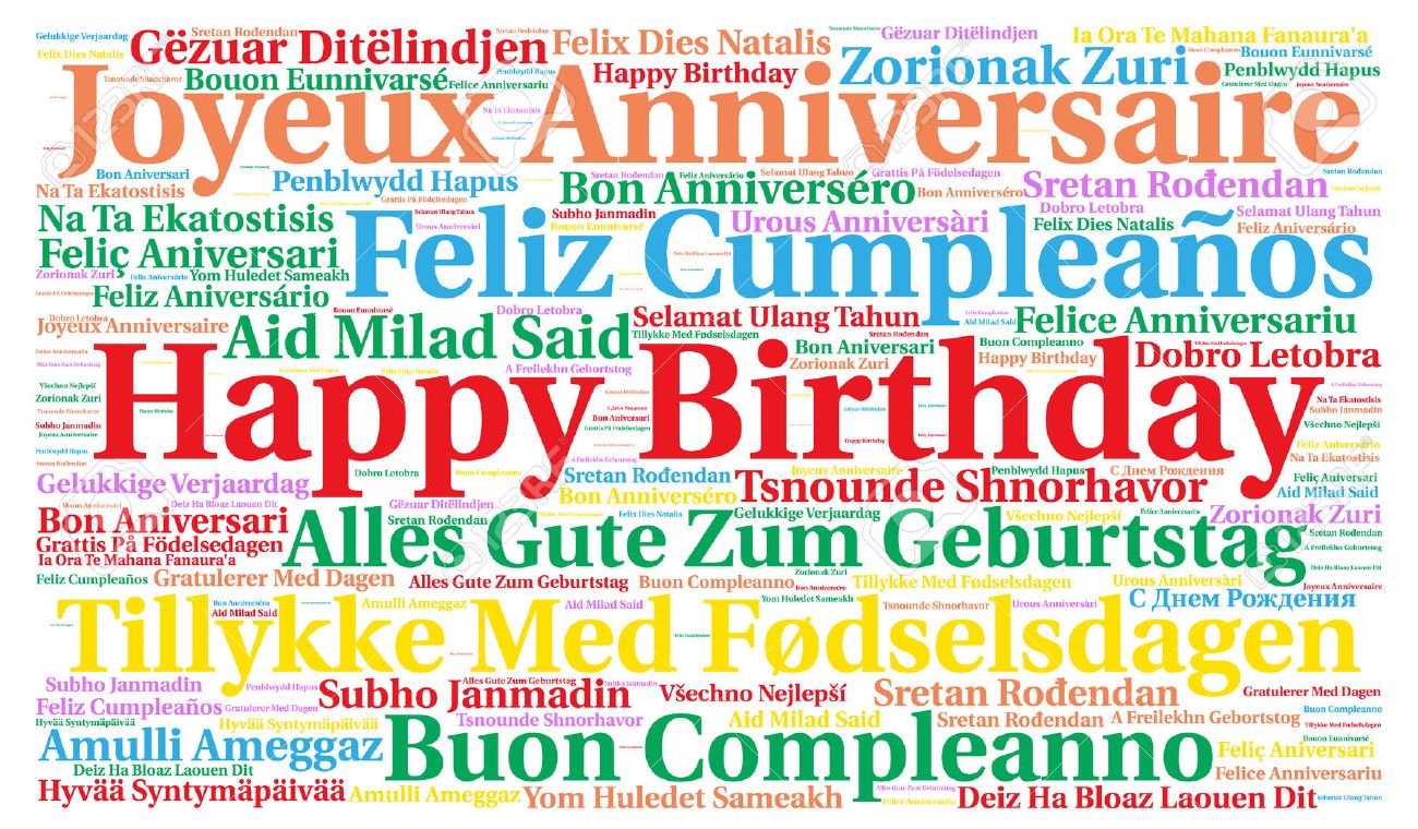 Joyeux Anniversaire Dans Differentes Langues Banque D Images Et Photos Libres De Droits Image