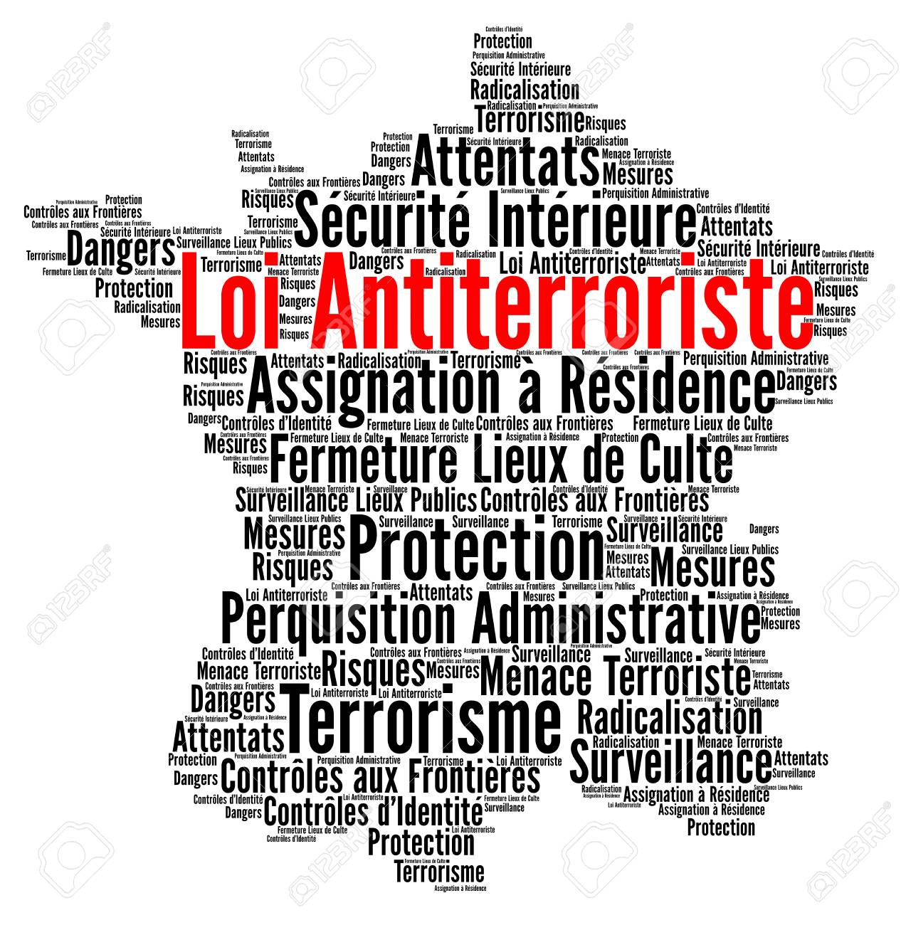 フランス語でフランスの単語の雲でテロ対策 の写真素材 画像素材 Image