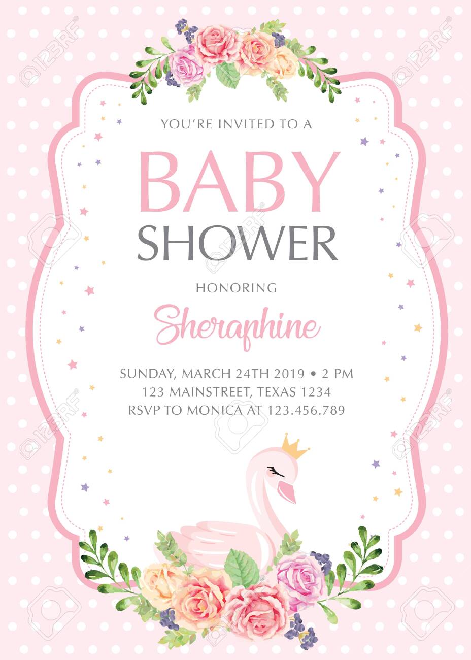 swan baby shower invitations