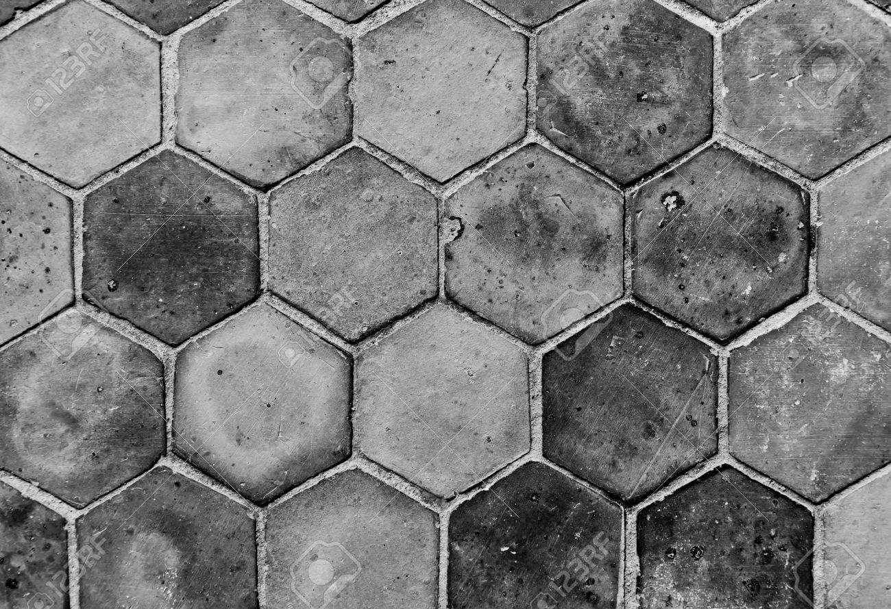 The closeup background image of hexagonal clay tiles - 13174626 The closeup background image of hexagonal clay tiles - 13174626