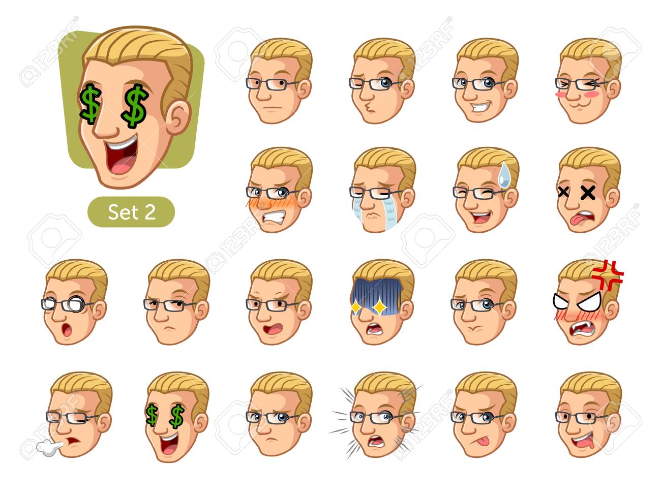 金髪と異なる表情を持つ男性の顔の感情漫画のキャラクターデザインの第二セットは 悲しい 疲れた 怒っている 死ぬ 傭兵 失望 ショック おいしい ベクトル イラスト のイラスト素材 ベクタ Image 金髪と異なる表情を持つ男性の顔の感情漫画のキャラクターデザインの第二セットは 悲しい 疲れた 怒っている 死ぬ 傭兵 失望 ショック おいしい ベクトル イラスト のイラスト素材 ベクタ Image