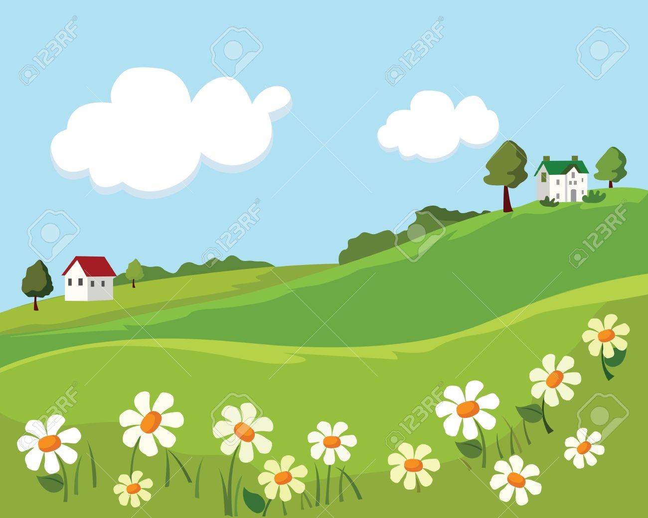 村の夏の風景です ベクトル イラストのイラスト素材 ベクタ Image 村の夏の風景です ベクトル イラストのイラスト素材 ベクタ Image