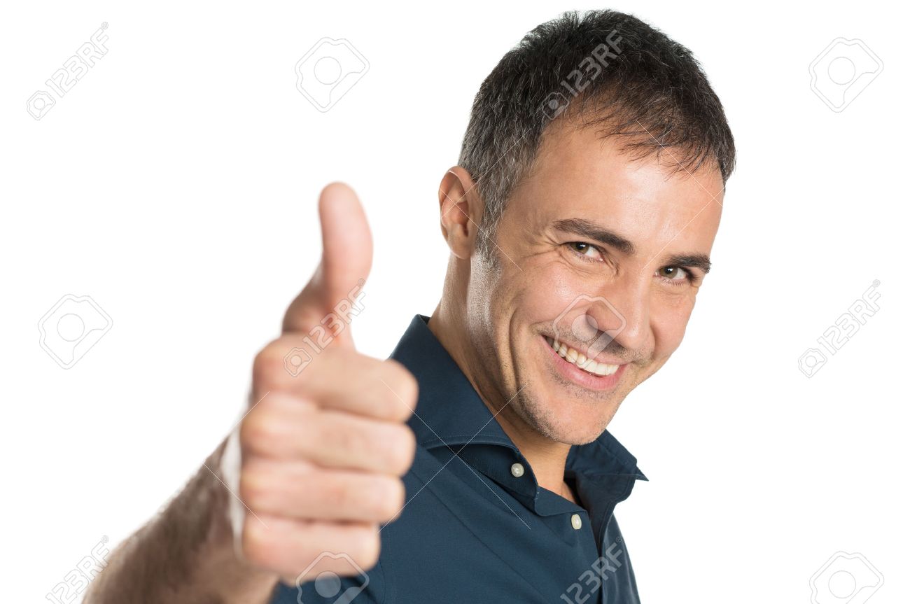 satisfied positive man gesturing
