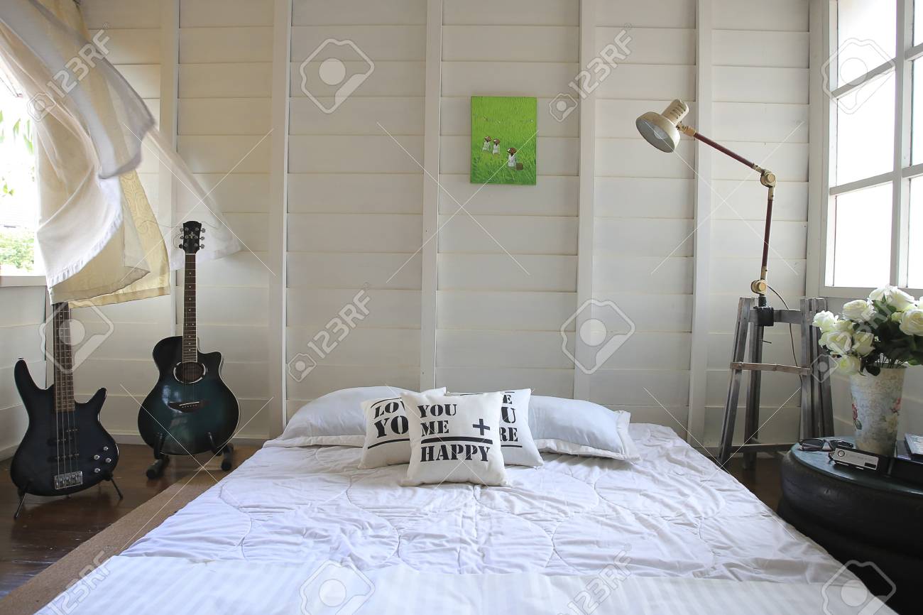 white wooden cabin bed