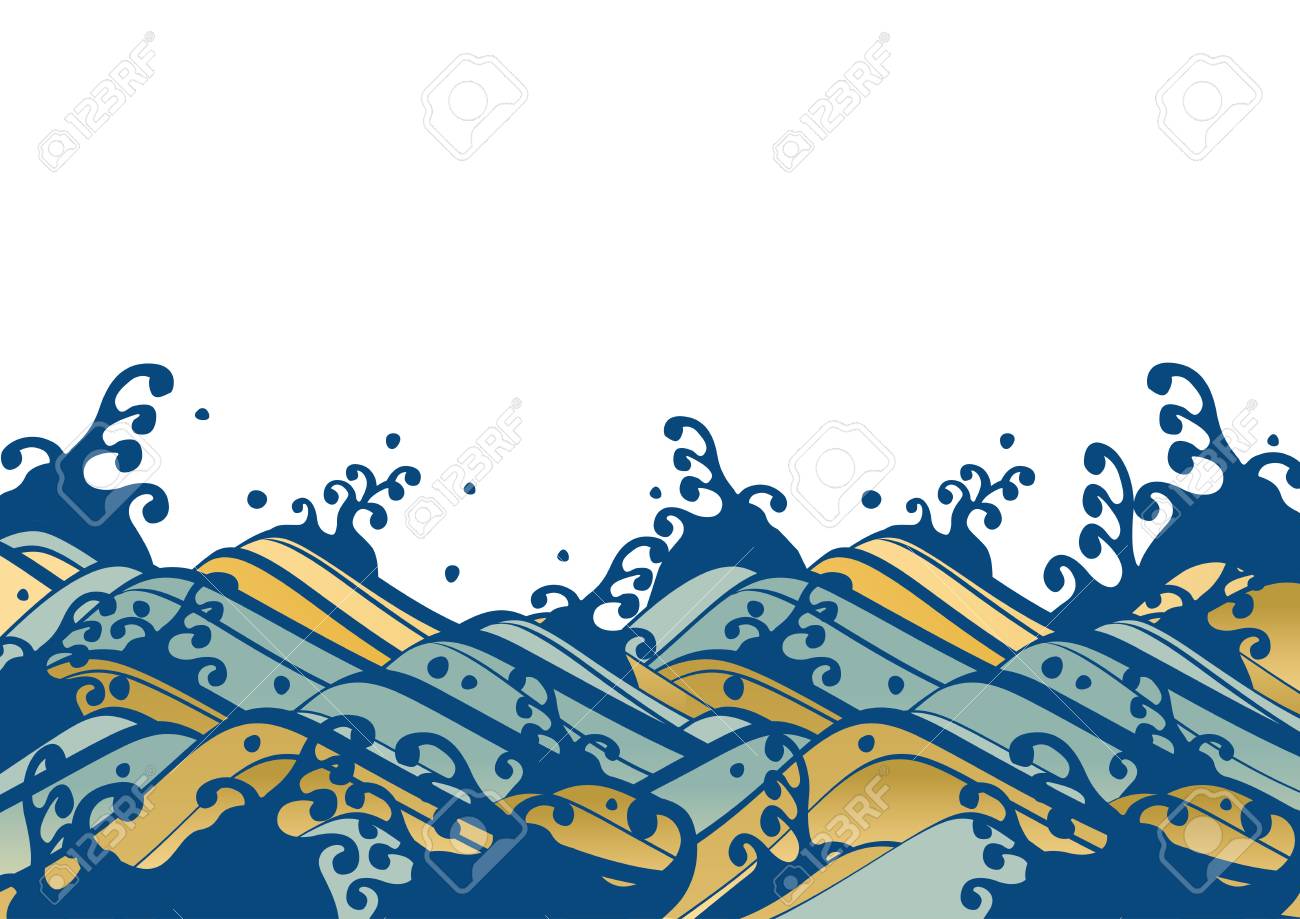 太陽と波のイラストのイラスト素材 ベクタ Image