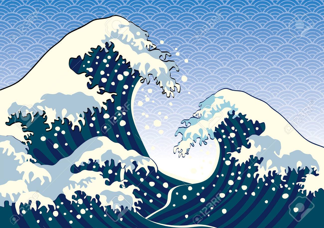 日本画の波のイラスト素材 ベクタ Image