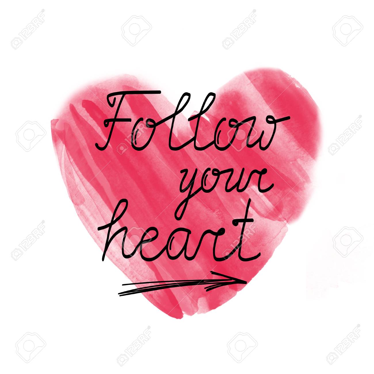 Folge Deinem Herzen Rotes Herz Des Aquarells Auf Weissem Hintergrund Und Inspirierend Zitat Fur Poster Karten T Shirt Druck Und Netzgebrauch Ideal Zum Valentinstag Design Lizenzfreie Fotos Bilder Und Stock Fotografie Image