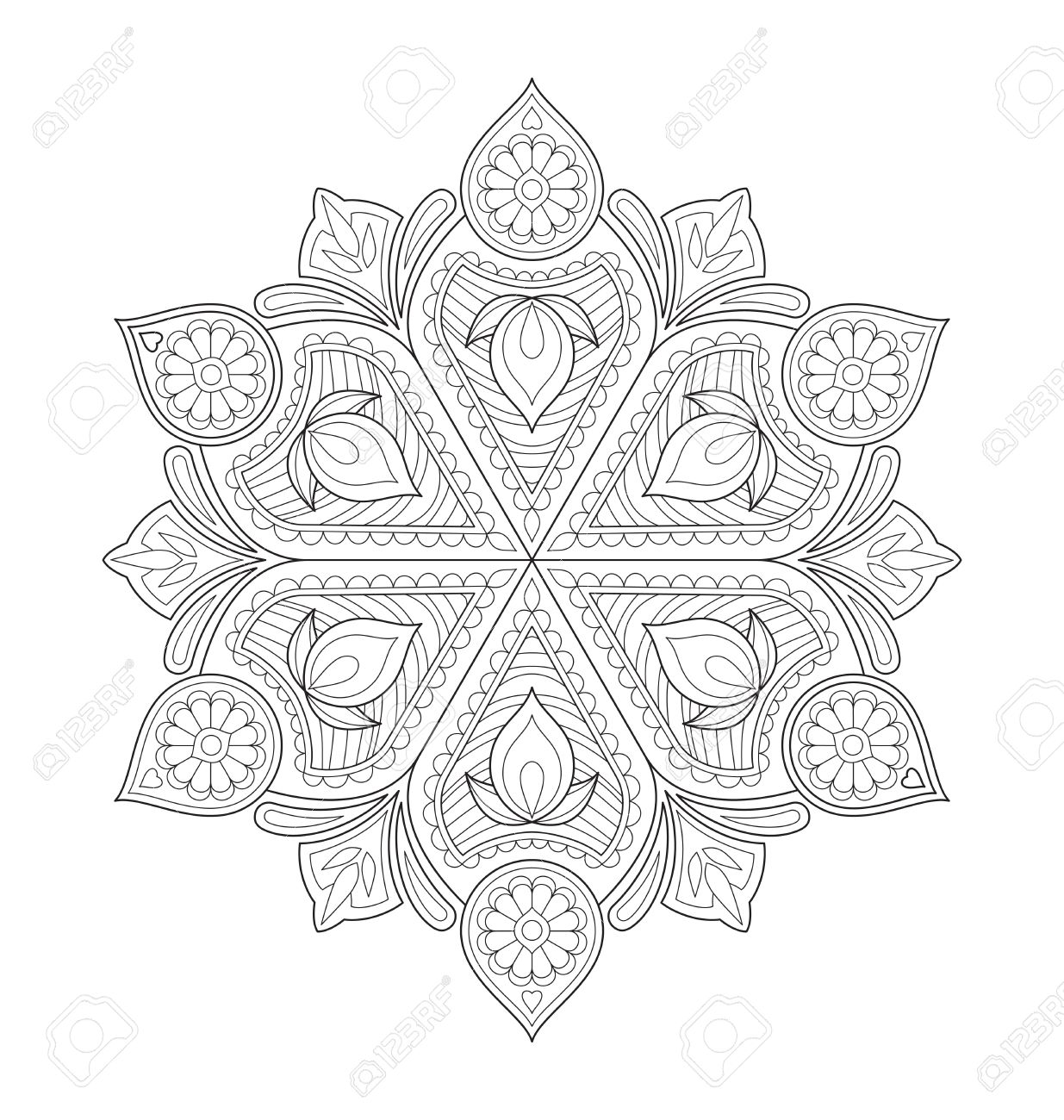 大人の着色 うまく配置されたグループと簡単に編集するための装飾的な曼荼羅図 のイラスト素材 ベクタ Image