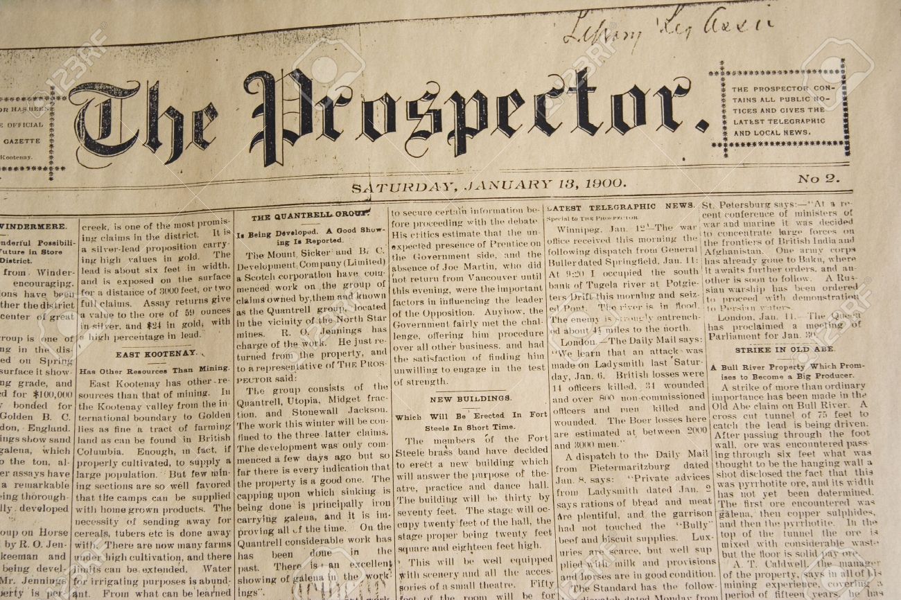 Antique Daily Newspaper From January 13 1900 Stock Photo