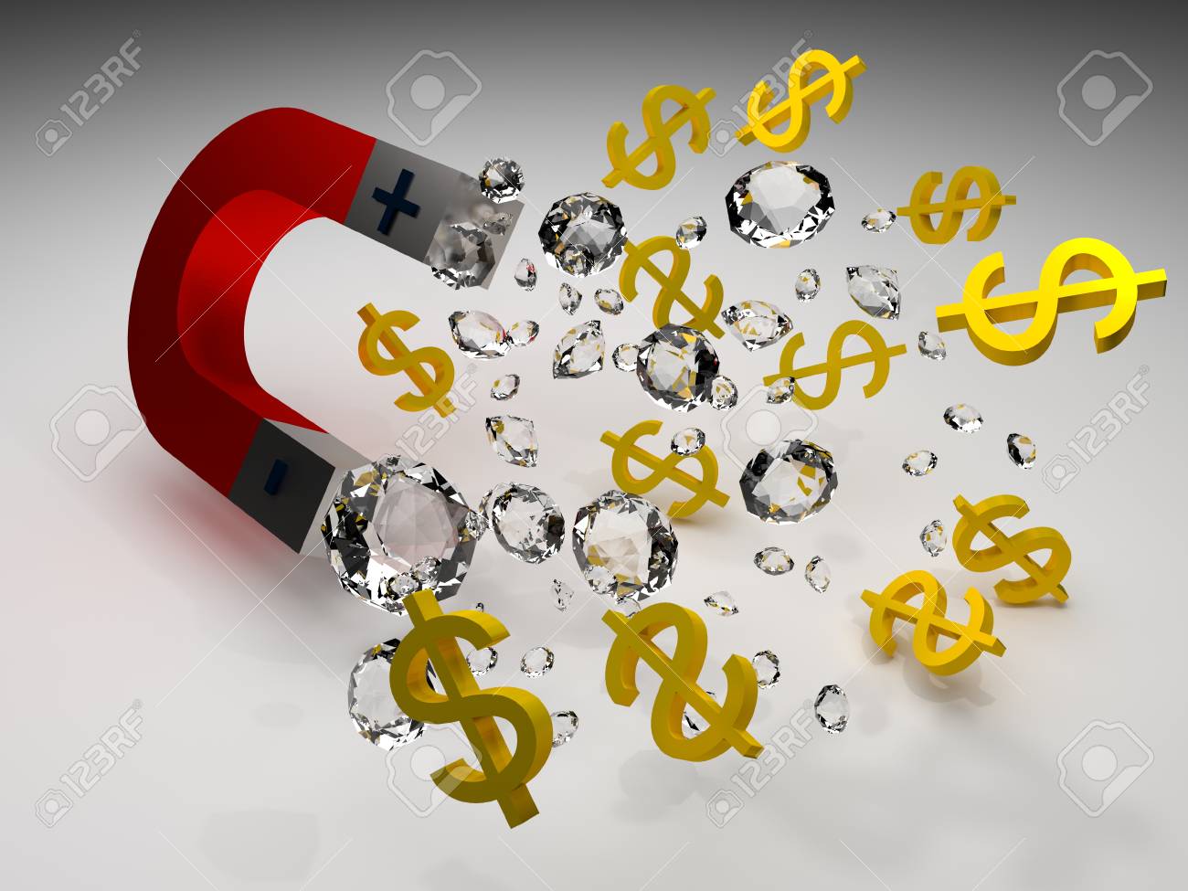Diamond And Money Magnet 3d Illustration Stock Photo Picture And Royalty Free Image Image 116482440