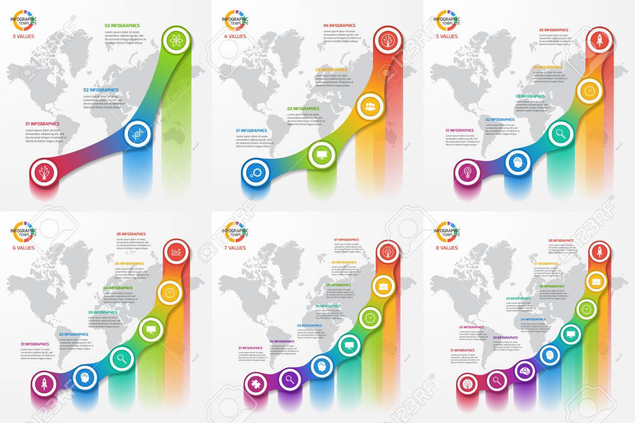 set of line graph infographic templates for charts and diagrams