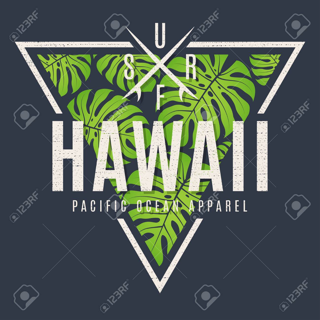 Hawaii tee print with with tropical leaves - 80443185 Hawaii tee print with with tropical leaves - 80443185