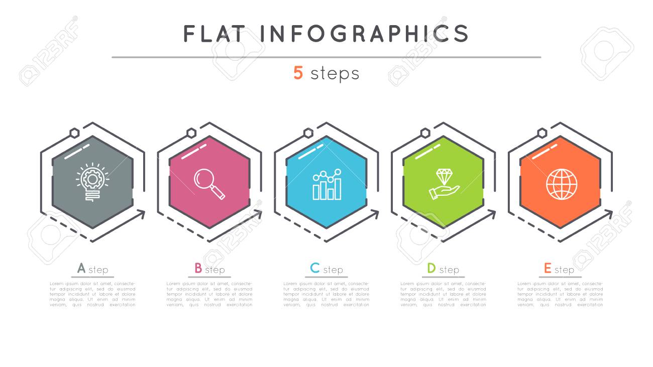 Flat style 5 steps timeline infographic template. - 80838106 Flat style 5 steps timeline infographic template. - 80838106