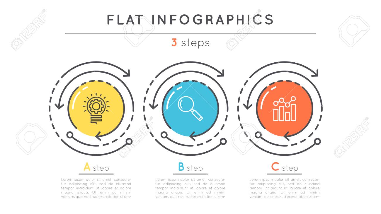 Flat style 3 steps timeline infographic template. - 80838118 Flat style 3 steps timeline infographic template. - 80838118