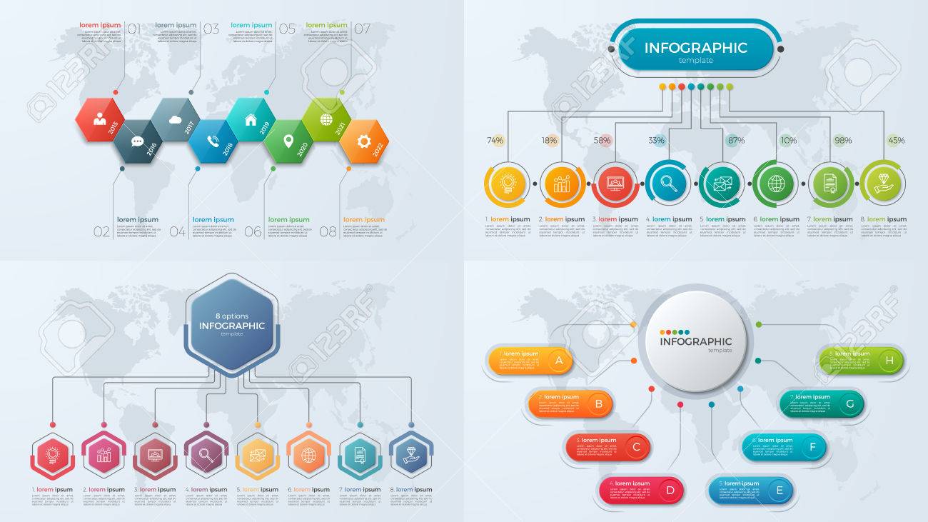Set of presentation business infographic templates with 8 option - 82990895 Set of presentation business infographic templates with 8 option - 82990895
