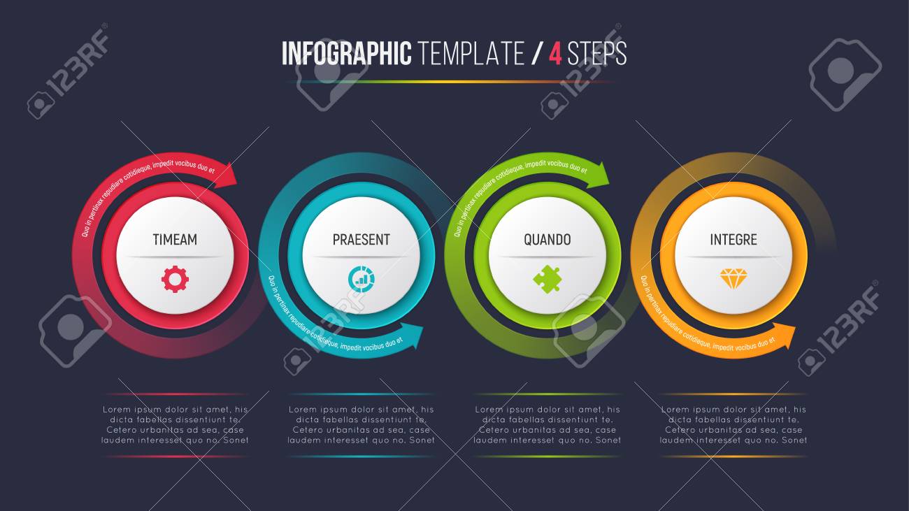 円形矢印の 4 つのステップ インフォ グラフィックのプロセス チャート のイラスト素材 ベクタ Image 90472722