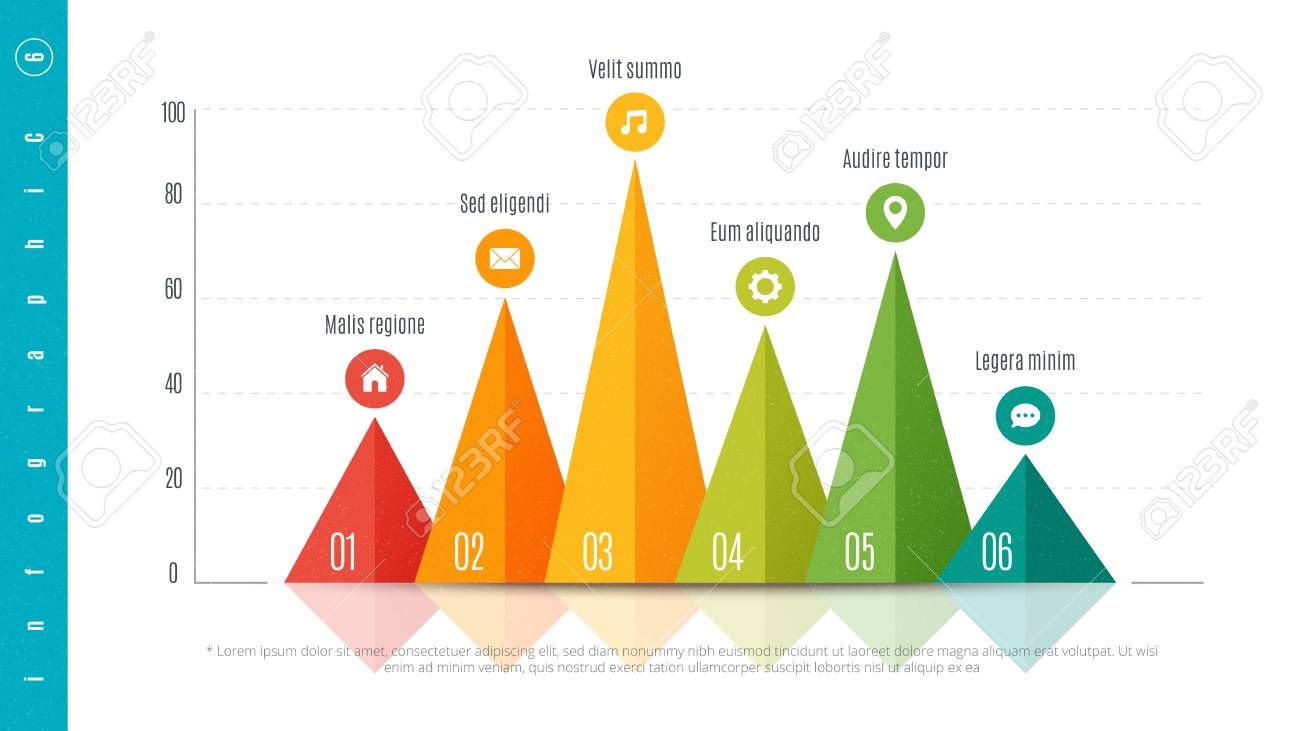 textured infographic bar chart template with 6 options royalty free
