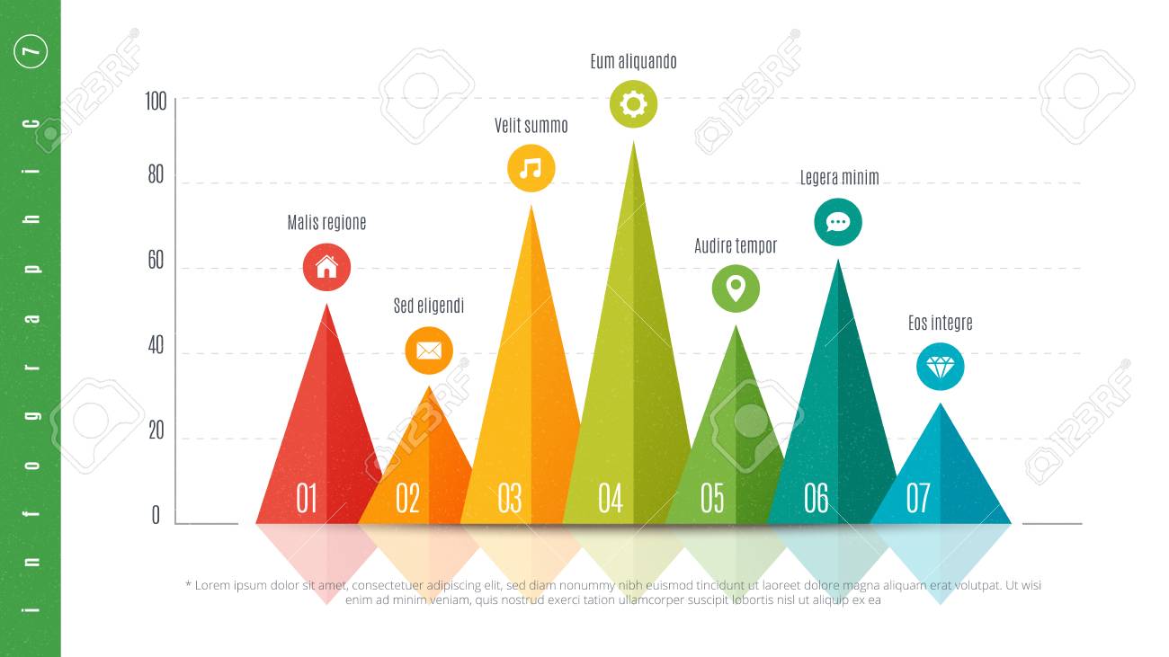 textured infographic bar chart template with multiple items royalty