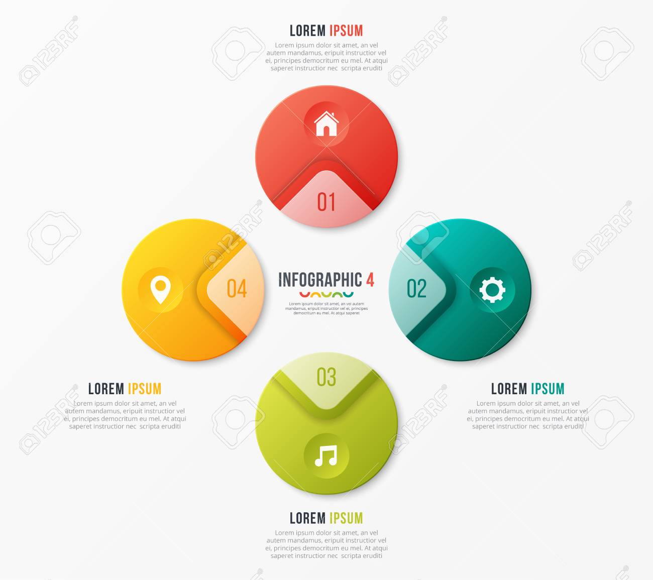 オプション付きの円グラフ テンプレート インフォグラフのベクトル設計 のイラスト素材 ベクタ Image