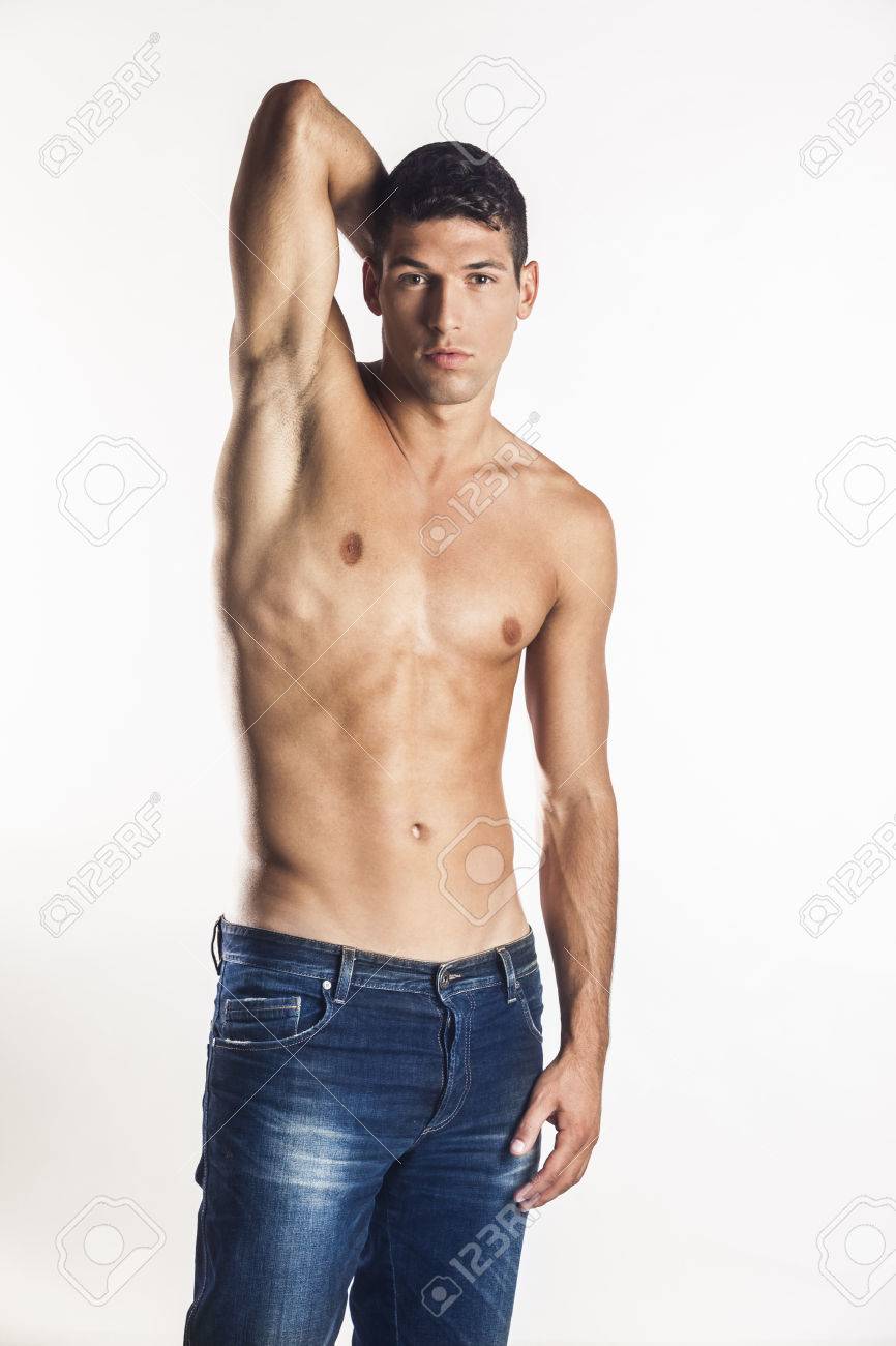 Handsome Muscular Man Shirtless In Jeans Stock Photo Picture And Royalty Free Image Image